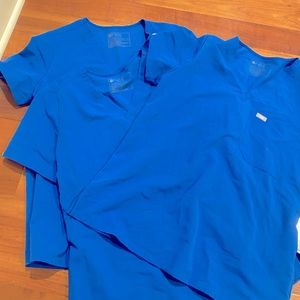 3 royal blue Figs scrub tops